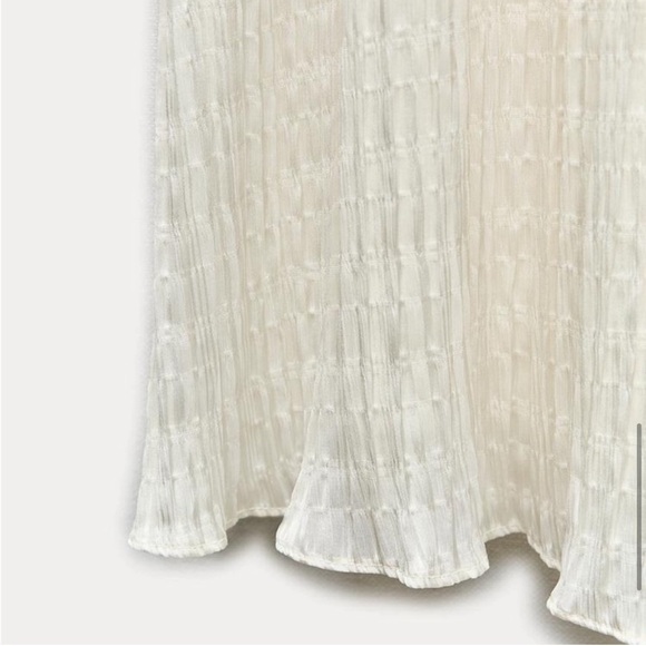 Zara Textured Pleated Maxi Skirt XS-S Ecru NWT - Picture 7 of 9
